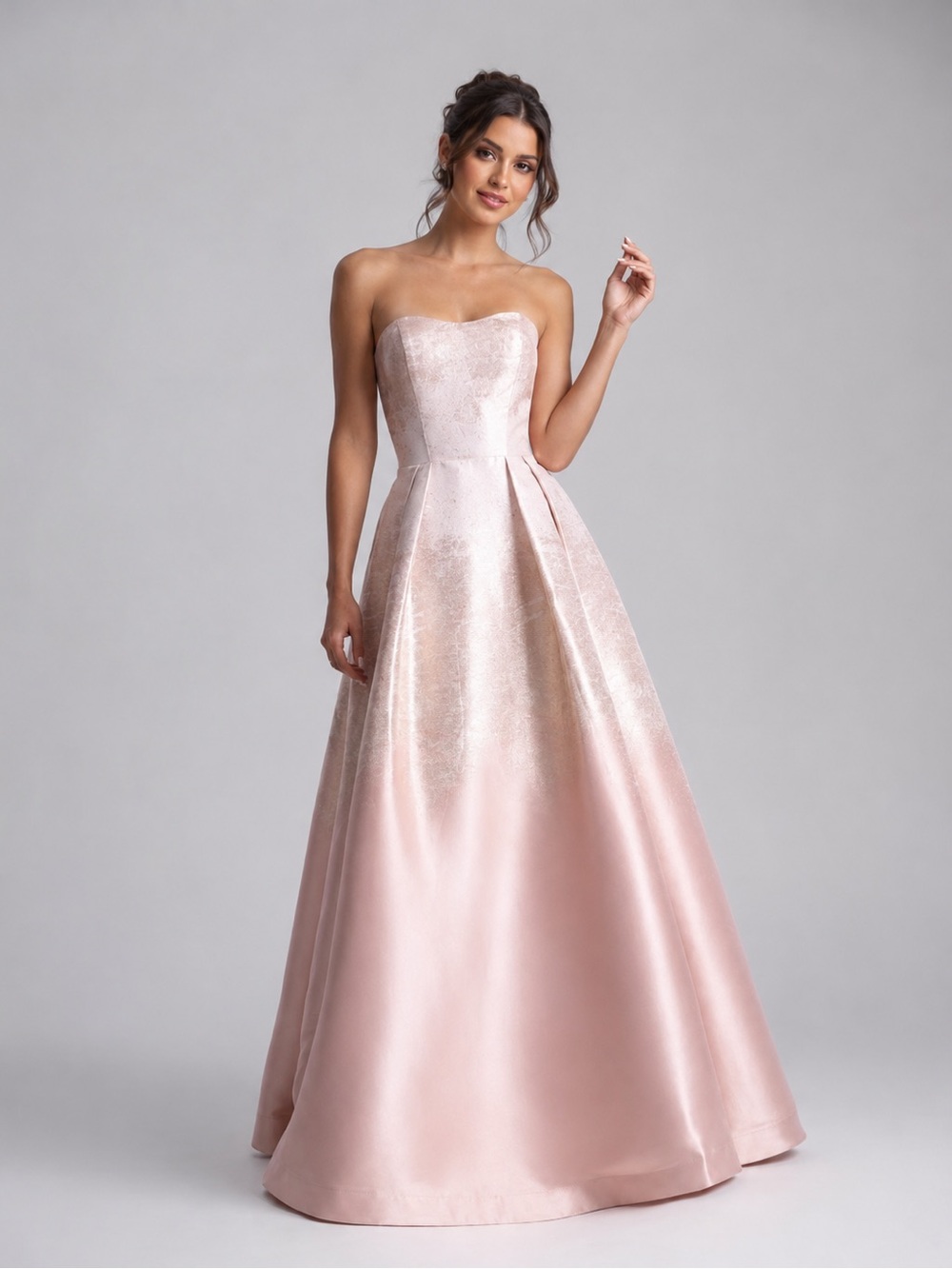 Madison James 20-334 Strapless Blush Pink A-Line Formal Prom Dress Gown Size 0